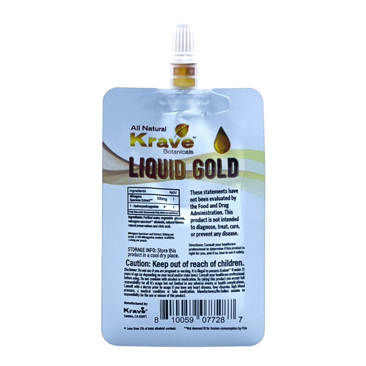 Krave Kratom Extract Liquid Gold Pouch Bali 20g