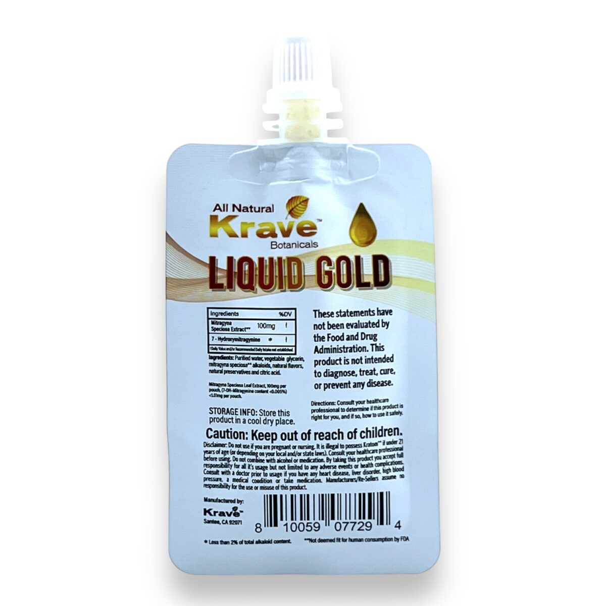 Krave Kratom Extract Liquid Gold Pouch Green Malay 20g