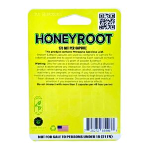 HoneyRoot Greens Kratom Capsules 510mg MIT 3ct