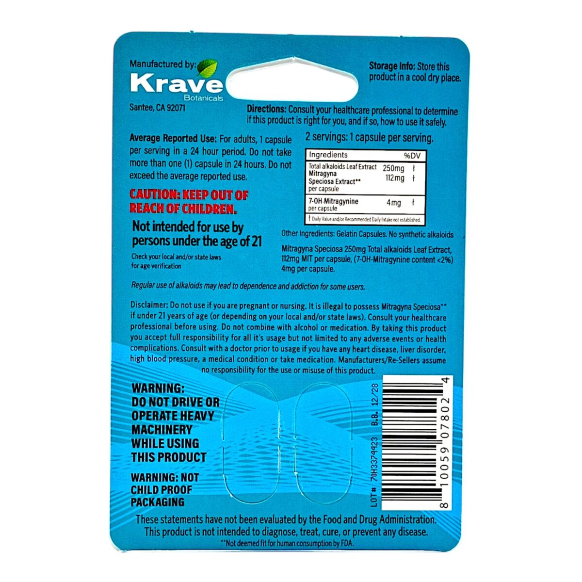 Krave Botanicals 7-OH Extract Capsules 2CT