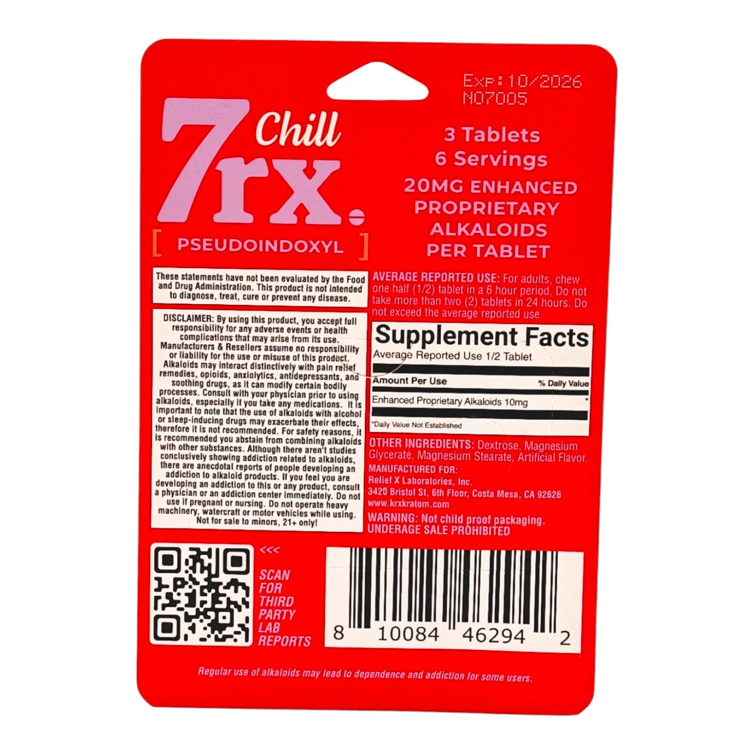 7rx Chill Chewable Pseudo Tablets 3ct