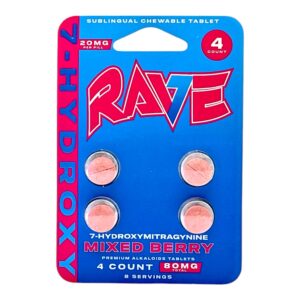 Rave Kratom 7-OH Mixed Berry Tablets 80mg 4ct