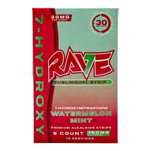 Rave Kratom 7-OH Sublingual Strips Watermelon Mint 100mg 5ct