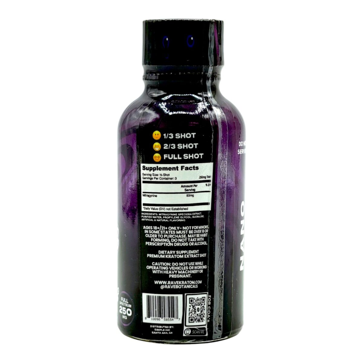 Rave Kratom Black Berry Blacked Out Shot 250mg 30mL