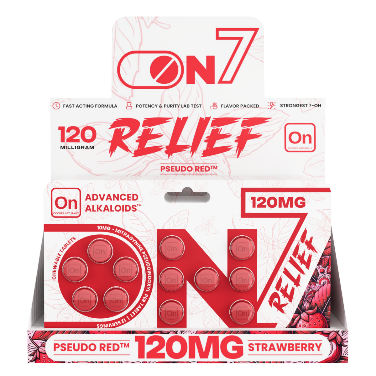On7 Pseudo Red Relief Tablets Strawberry 120mg
