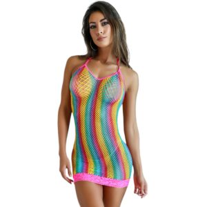 Rainbow Mini Fishnet Dress