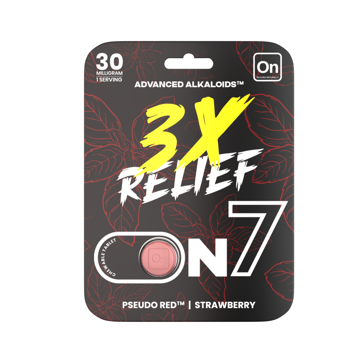 On7 Pseudo Red 3x Relief Tablets Strawberry 30mg