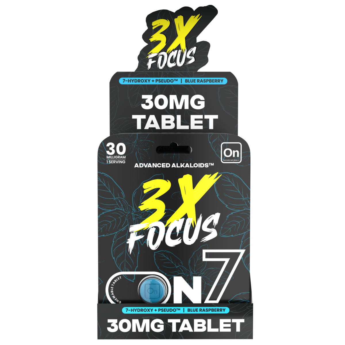 On7 7-OH Pseudo 3x Focus Tablets Blue Raspberry 30mg