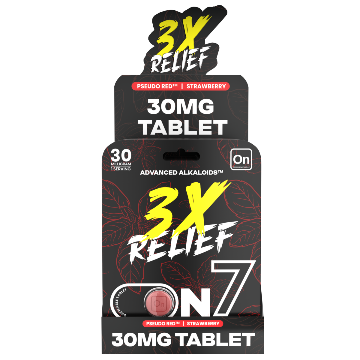 On7 Pseudo Red 3x Relief Tablets Strawberry 30mg
