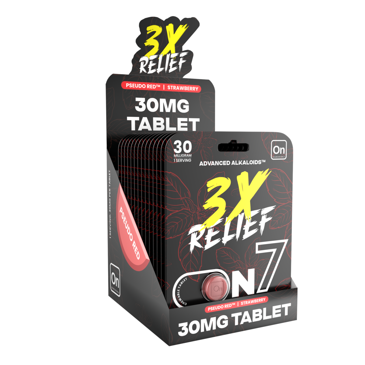 On7 Pseudo Red 3x Relief Tablets Strawberry 30mg