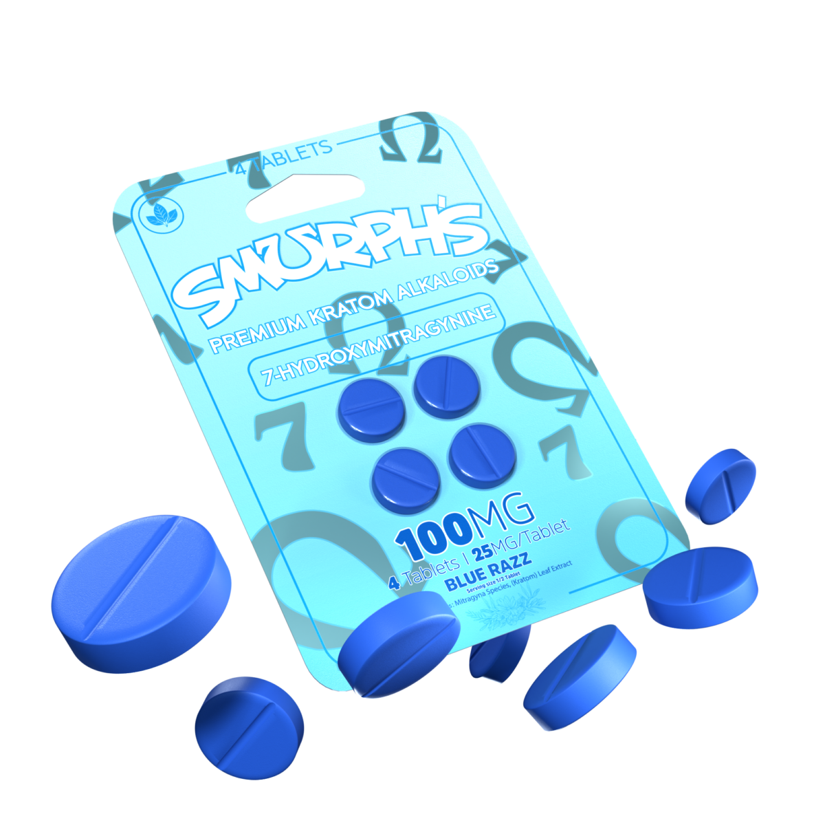Smurph’s 7-Oh Flavored Kratom Extract Tablets 25mg
