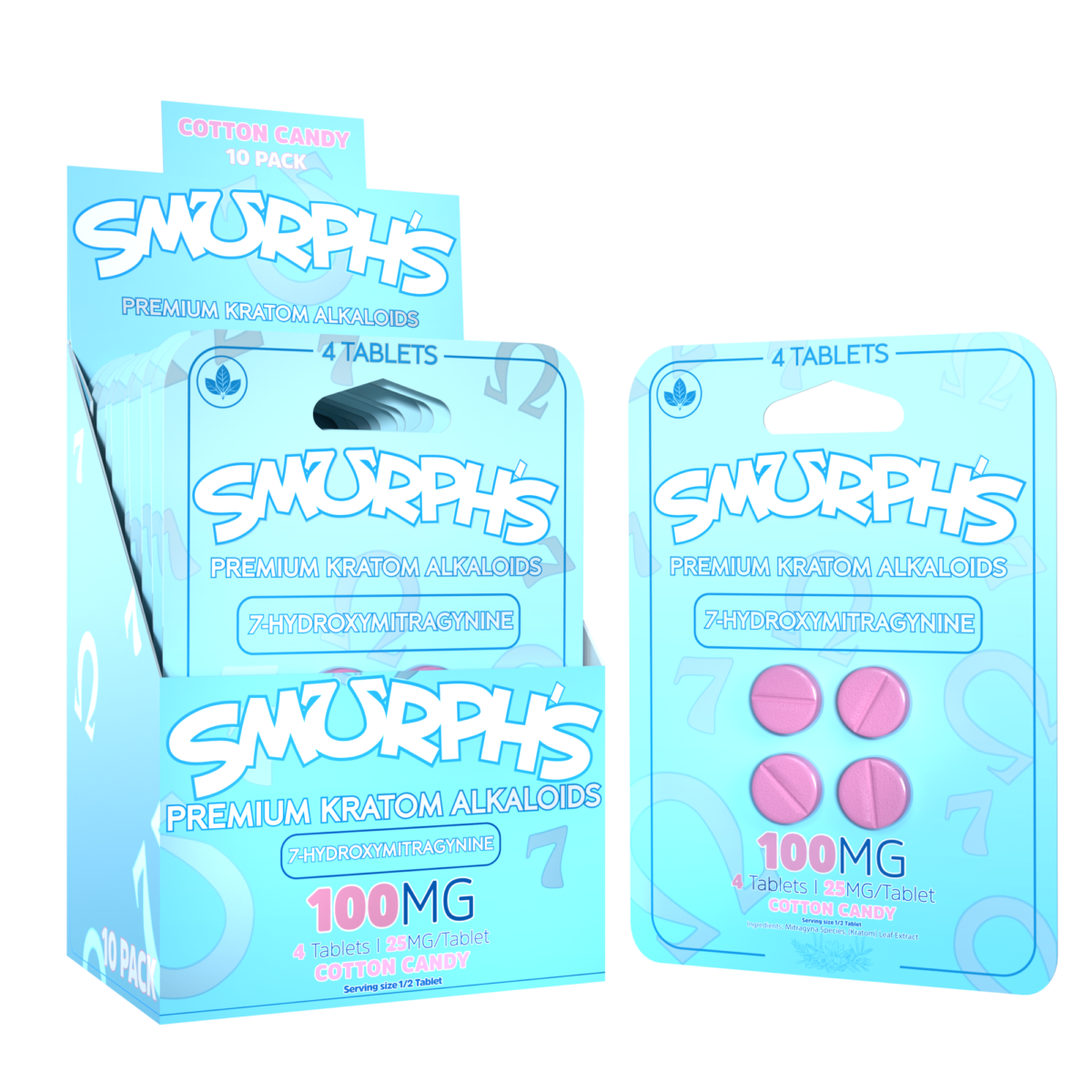 Smurph’s 7-Oh Flavored Kratom Extract Tablets 25mg
