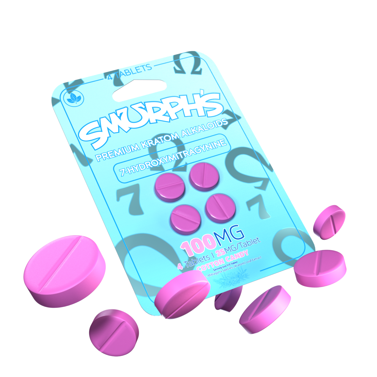 Smurph’s 7-Oh Flavored Kratom Extract Tablets 25mg