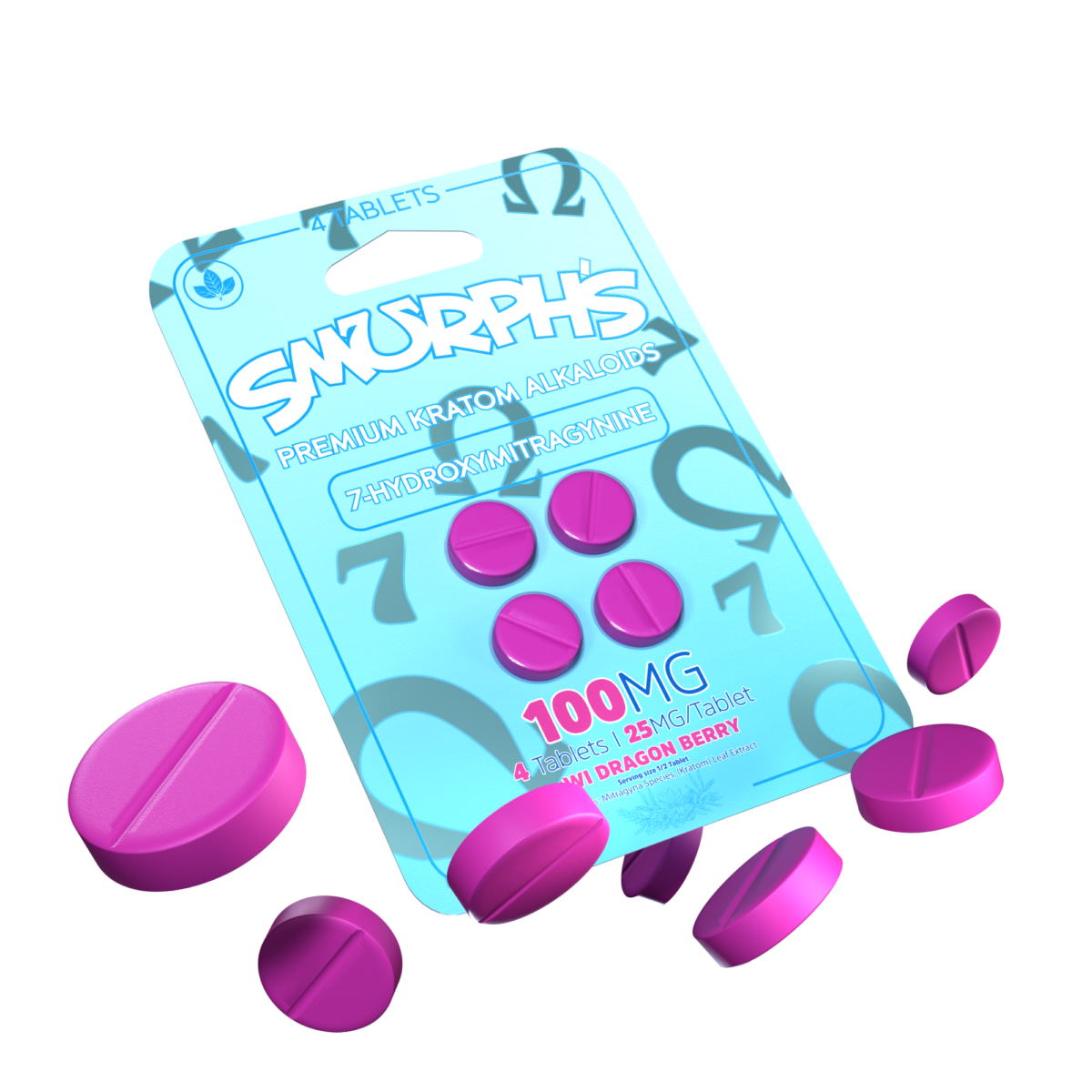 Smurph’s 7-Oh Flavored Kratom Extract Tablets 25mg