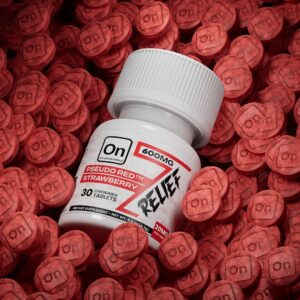 On7 Pseudo Red Relief Chewable Tablets – Strawberry