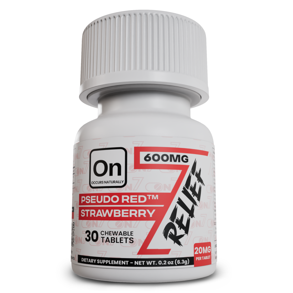 On7 Pseudo Red Relief Chewable Tablets Strawberry