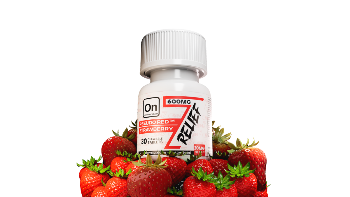 On7 Pseudo Red Relief Chewable Tablets Strawberry