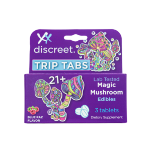 XX Discreet Mushrom Trip Tabs Blue Razz Flavor 3 Tablets