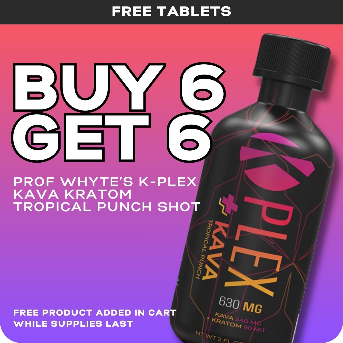 Prof Whytes K Plex Kava Kratom Tropical Punch Shot 90mg Kratom 540mg Kava 60mL (BUY 6 GET 6) | Image 1 | Prof Whytes K Plex Kava Kratom Tropical Punch Shot 90mg Kratom 540mg Kava 60mL (BUY 6 GET 6)