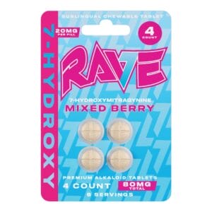 Rave Kratom 7-OH Tablets, 20mg x 4ct - Mixed Berry