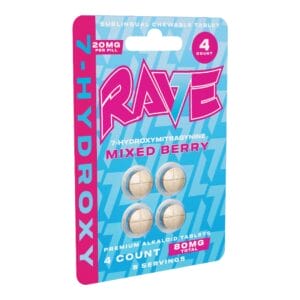Rave Kratom 7-OH Tablets, 20mg x 4ct – Mixed Berry