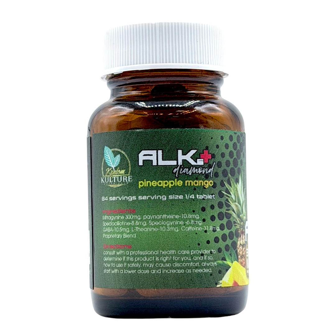 Kratom Kulture Alks+ Diamond Pineapple Mango 300mg Tablets