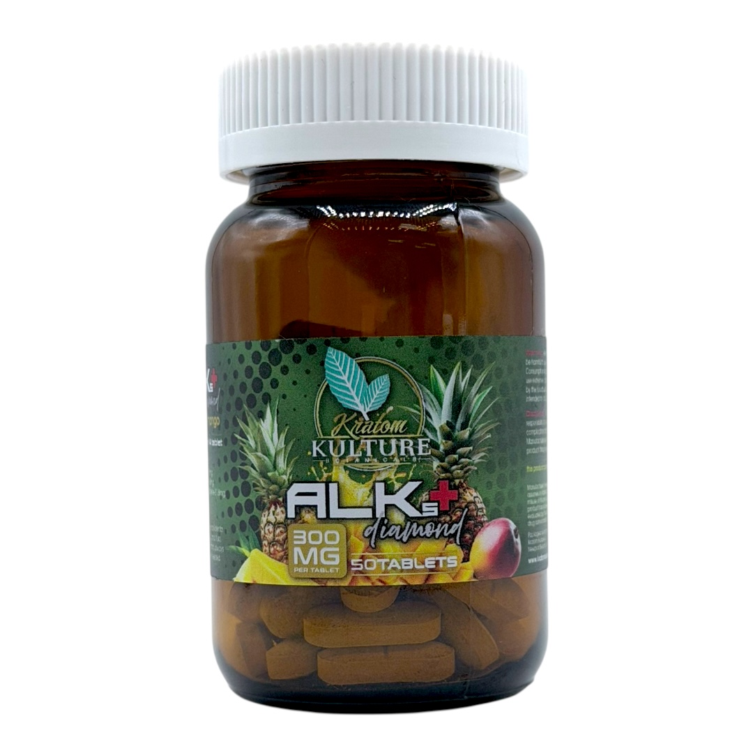 Kratom Kulture Alks+ Diamond Pineapple Mango 300mg Tablets