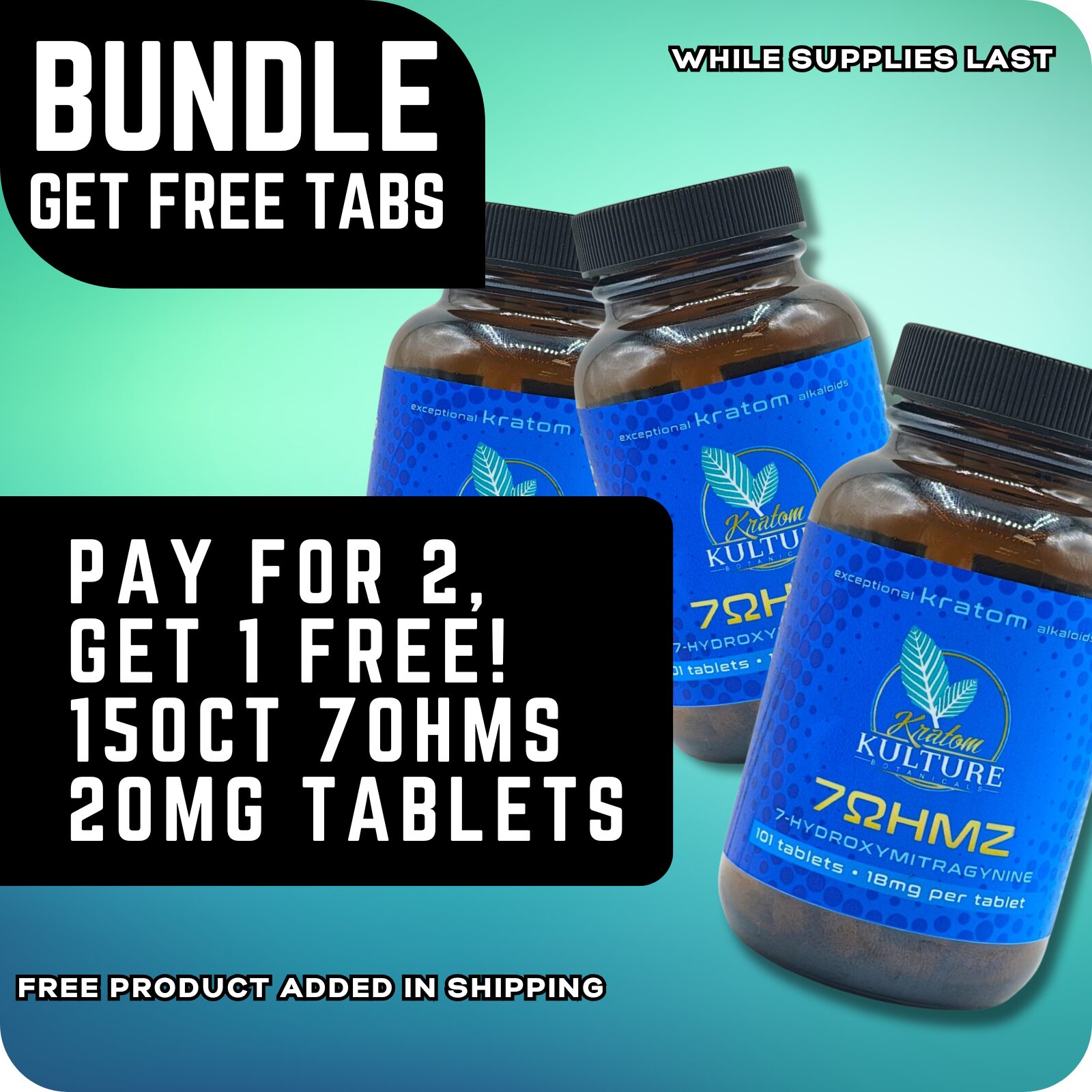 Kratom Kulture 7OHMZ Tablets 20mg (Bundle) | Image 1 | Kratom Kulture 7OHMZ Tablets 20mg (Bundle)