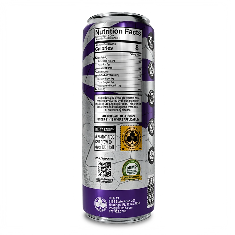 Club 13 150 MIT Blackberry Currant Kratom Seltzer | Image 4 | Club 13 150 MIT Blackberry Currant Kratom Seltzer