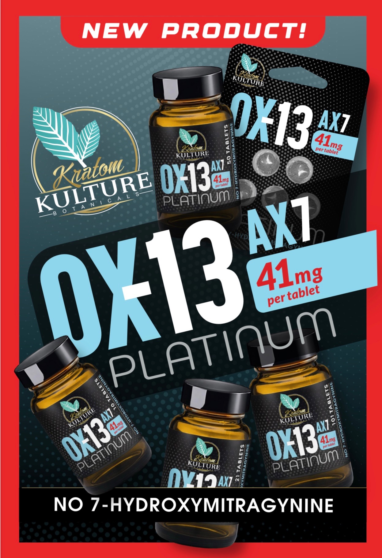 Kratom Kulture 0X-13 AX7 Platinum Tablets 41mg