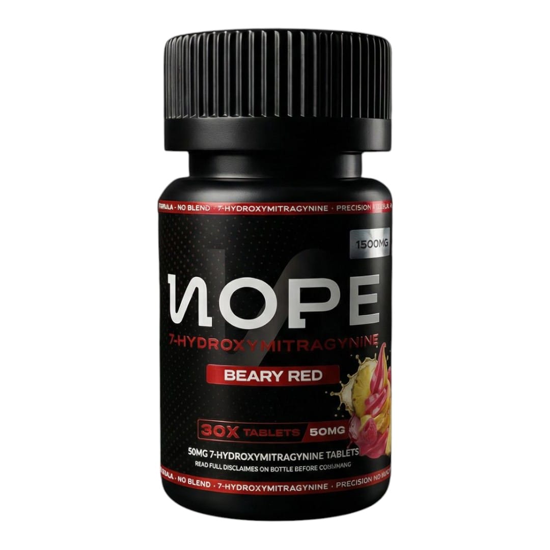 NOPE Beary Red 1500MG, 30 X 50MG, 7OH Tablets | Image 1 | NOPE Beary Red 1500MG, 30 X 50MG, 7OH Tablets
