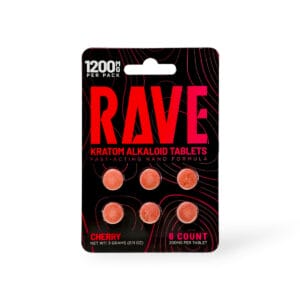 Rave Kratom Alkaloids 200mg Chewable Tablets | Cherry