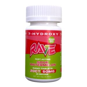Rave 7-OH Tablets Sour Watermelon, 50mg x 20ct