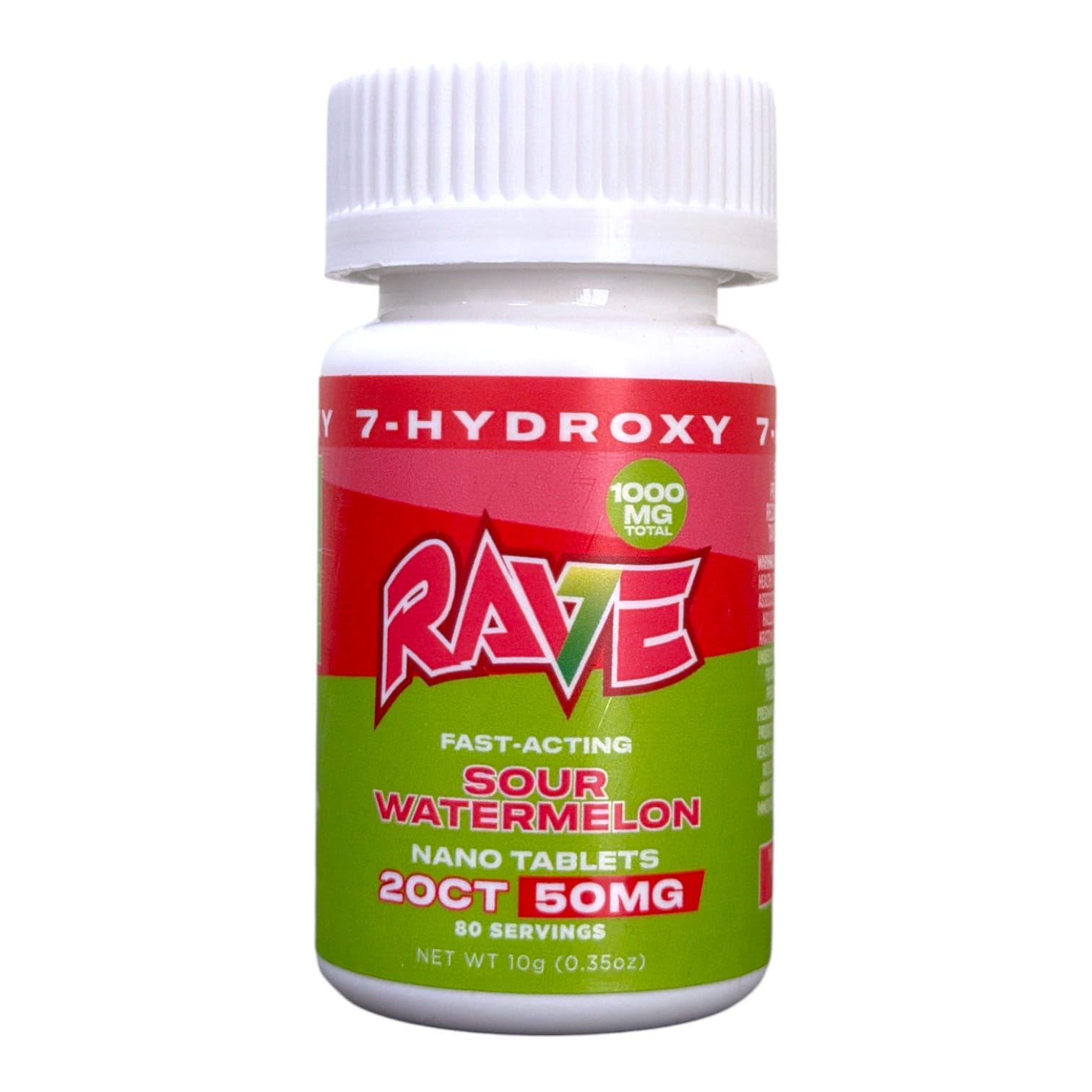 Rave 7-OH Tablets Sour Watermelon, 50mg x 20ct | Image 1 | Rave 7-OH Tablets Sour Watermelon, 50mg x 20ct