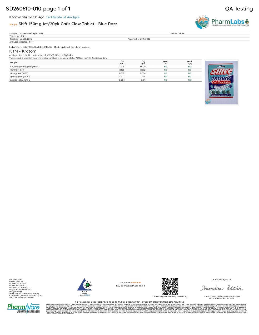 Shift Cat’s Claw Flavored Tablets 150mg