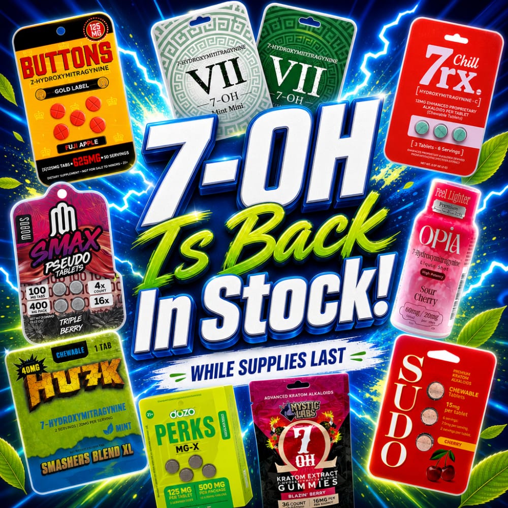 7-oh is back in stock graphic
