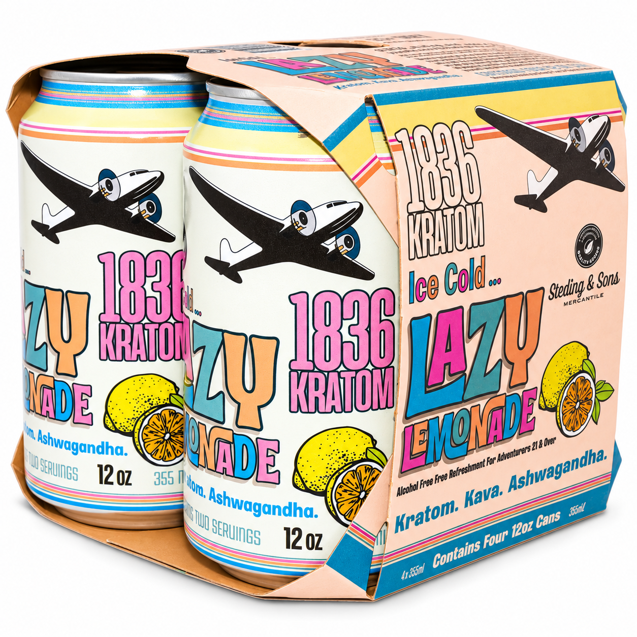 1836 Kratom – Lizzy’s Lazy Lemonade Kratom Kava, 355mL