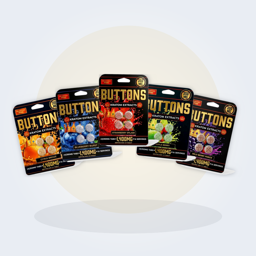 Buttons Kratom Extract Chewable Tablets – 350mg | Image 1 | Buttons Kratom Extract Chewable Tablets – 350mg